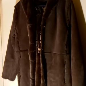 Full length  Baby Phat fur inside/ hooded coat